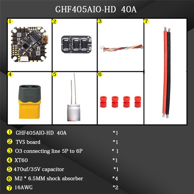 Drone Rc Flight Controller - ABTI-GHF405AIO-HD 40A ชุดควบคุมการบินแบบครบวงจร (AIO) F405 F4