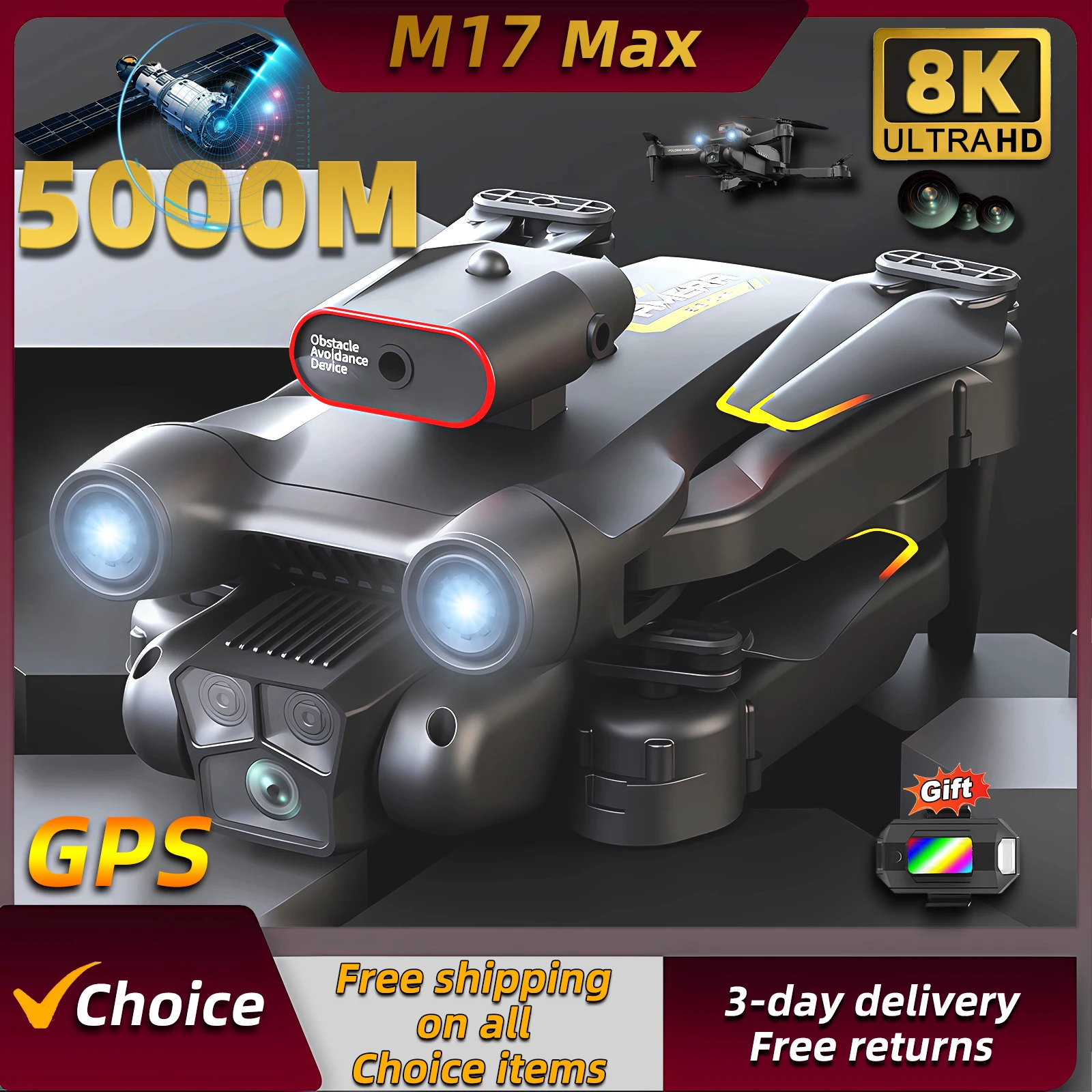 Drone App Rc Fpv - โดรนรุ่นใหม่ M17 Max 8K ระดับมืออาชีพ พร้อมระบบ