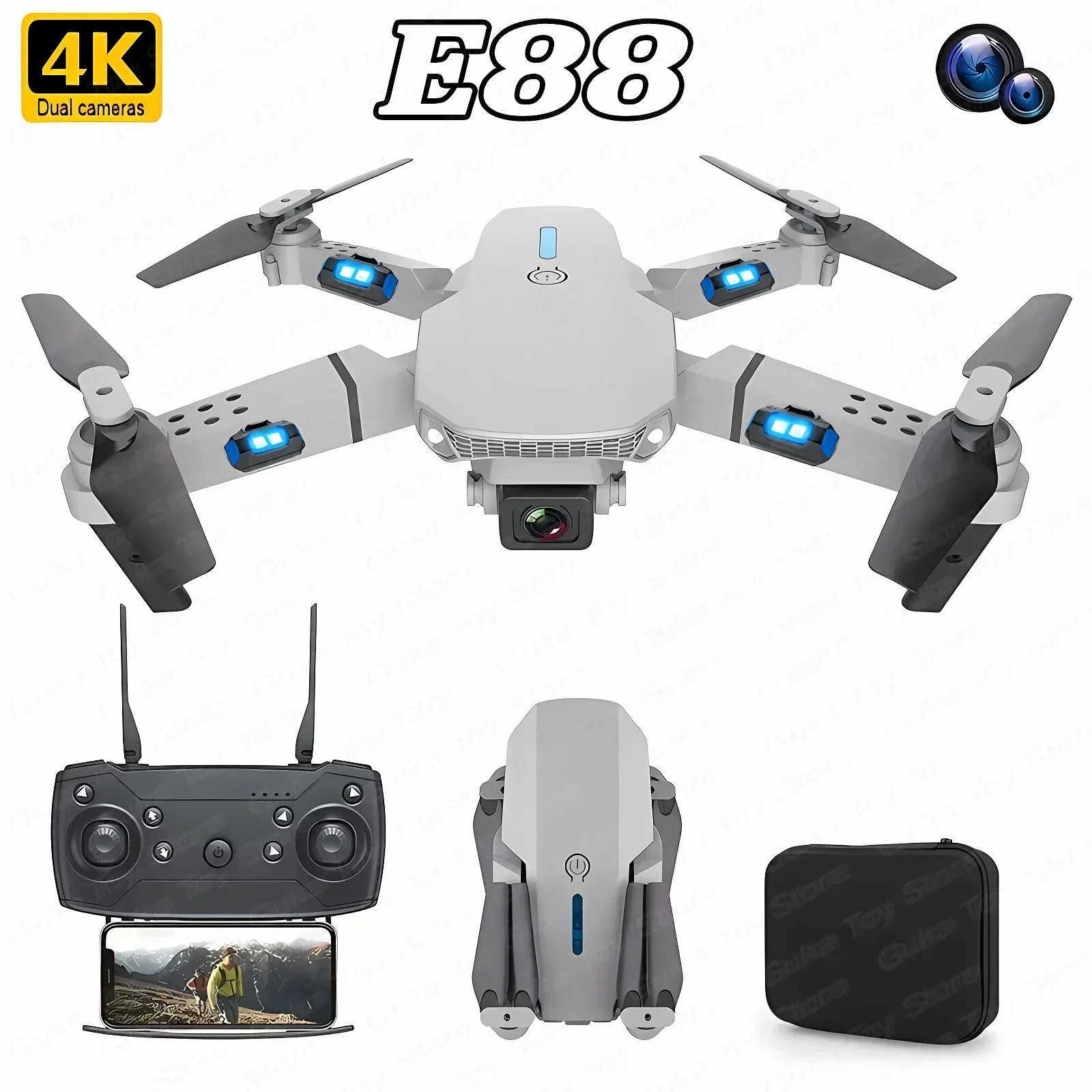 E88 Pro WIFI FPV Droneมุมกว้าง - Drone Rc App บทวิจารณ์และราคา